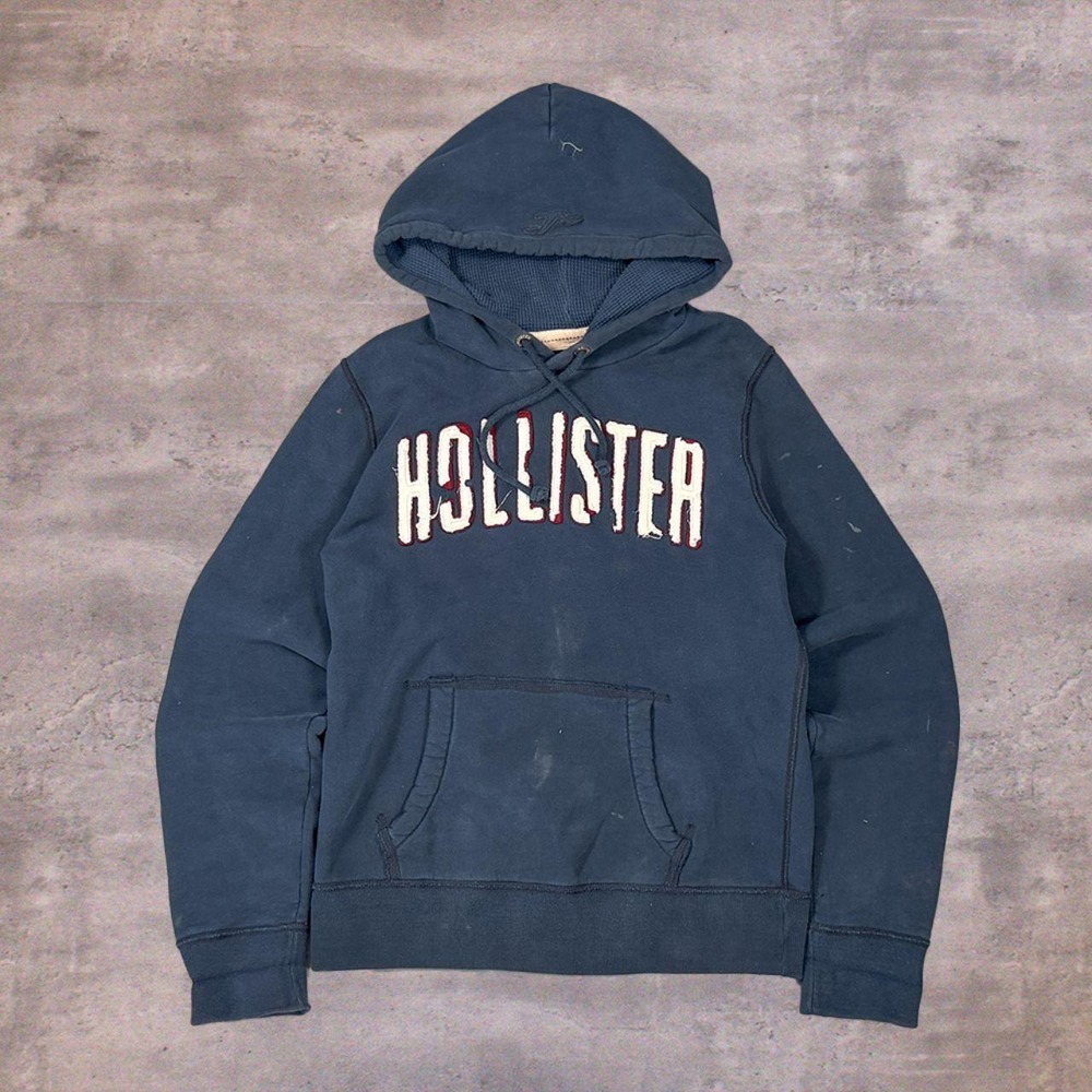 Y2K 2000's 00's Hollister Navy Waffle Line Navy Mall Core Pull Over Hoodie
